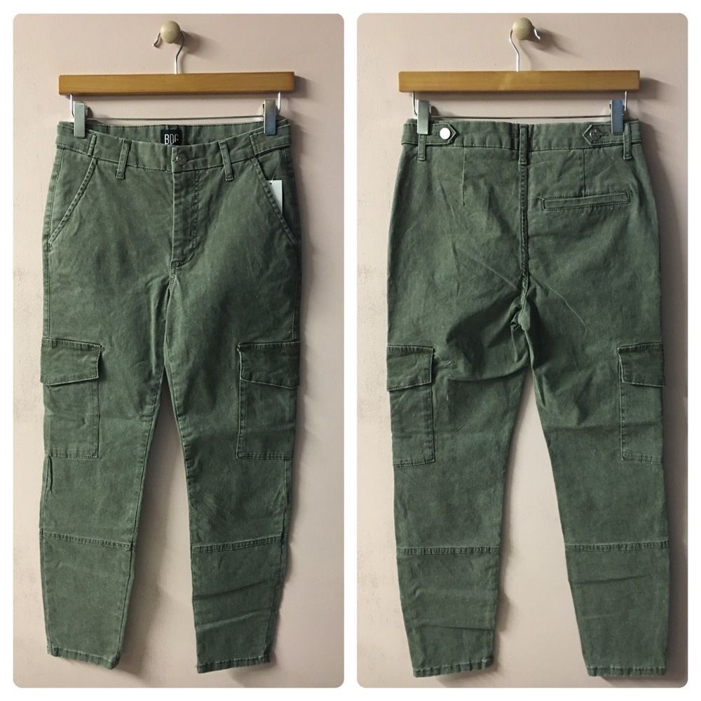 BDG Olive Green Mid-Rise Slim Fit Cargo Pants Size 26 NWT